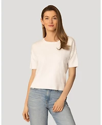 Cable & Gauge Women's Textured Short Sleeve Sweater