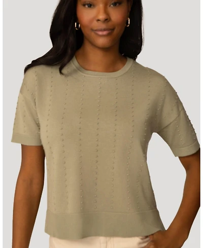 Cable & Gauge Women's Textured Short Sleeve Sweater