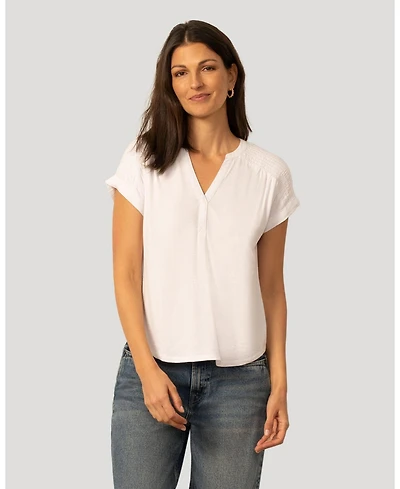 Cable & Gauge Women's Smocked Shoulder Tee