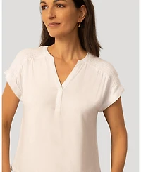 Cable & Gauge Women's Smocked Shoulder Tee