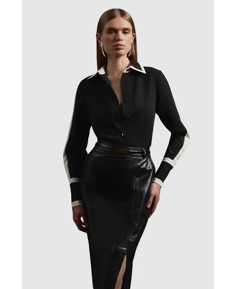 Karen Millen Women's Colour Block Twill Woven Shirt
