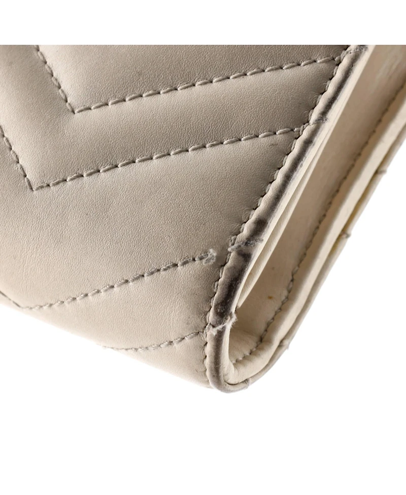 Pre-Owned Gucci Mini Gg Marmont Chain Wallet Matelasse Leather