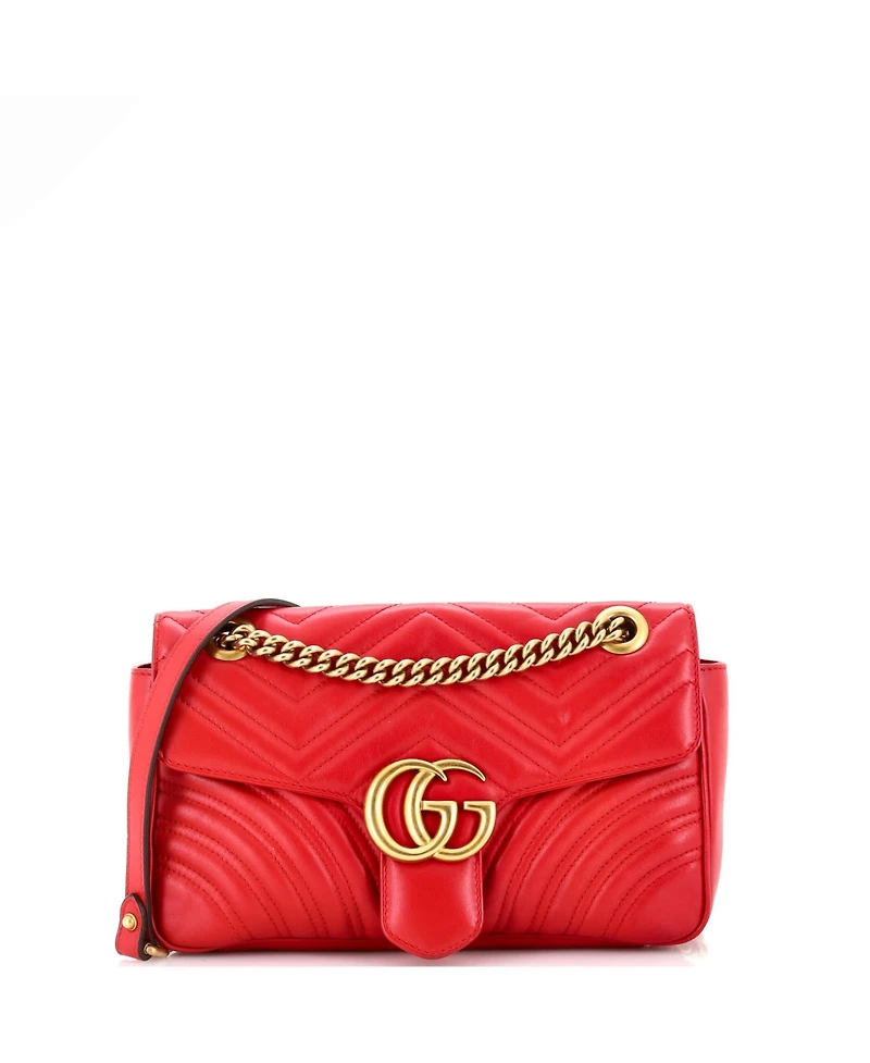 Pre-Owned Gucci Small Gg Marmont Flap Bag Matelasse Leather