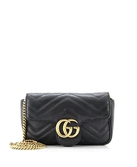 Pre-Owned Gucci Super Mini Gg Marmont Flap Bag Matelasse Leather