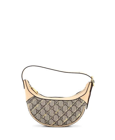 Pre-Owned Gucci Mini Ophidia Half Moon Bag Print Gg Coated Canvas