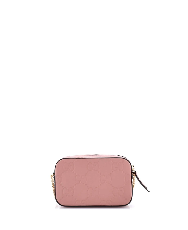 Pre-Owned Gucci Super Mini Front Pocket Chain Shoulder Bag Jumbo Gg Embossed Leather