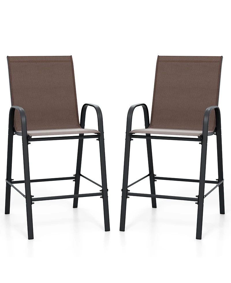 Sugift Outdoor Fabric Bar Stools Set of Two with Armrests