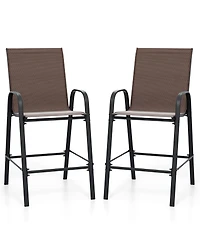 Sugift Outdoor Fabric Bar Stools Set of Two with Armrests