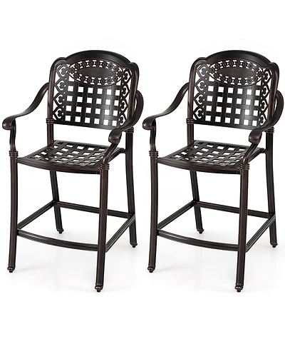Sugift Set of Two Outdoor Counter Height Cast Aluminum Bar Chairs