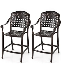 Sugift Set of Two Outdoor Counter Height Cast Aluminum Bar Chairs