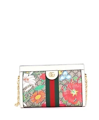 Pre-Owned Gucci Small Ophidia Chain Shoulder Bag Flora Gg Coated Canvas