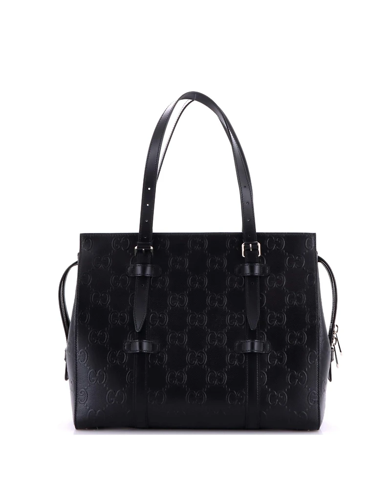 Pre-Owned Gucci Tote Bag Gg Embossed Perforated Leather