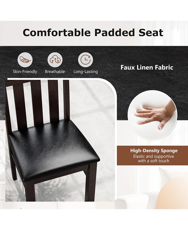 Gymax Dining Chairs Set of Pu Leather Farmhouse Side for Kitchen Living Room