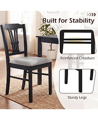 Gymax Wooden Dining Chairs Set of 4 w/Rubber Wood Frame Hollowed Backrest for Kitchen