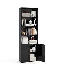 Sugift Tall Freestanding Bookshelf with Cabinet and Open Shelves