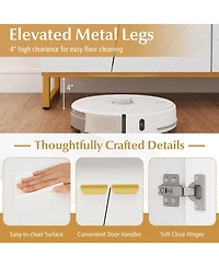 Sugift Modern Sideboard Cabinet with Four Doors and Storage Shelves