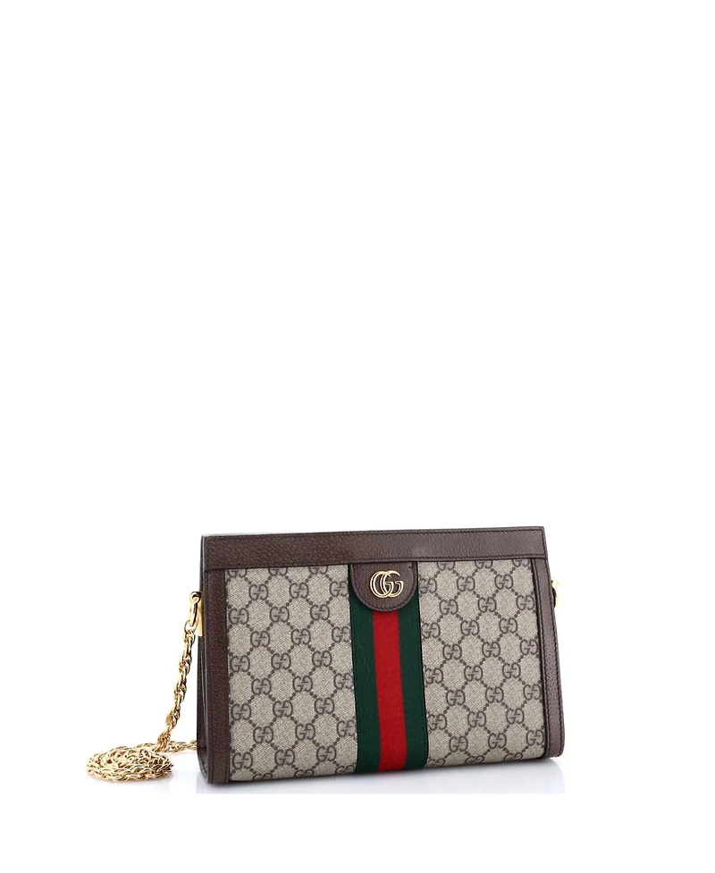 Pre-Owned Gucci Small Ophidia Chain Shoulder Bag Gg Coated Canvas