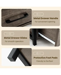 Slickblue 4 Tier Floor Tree Bookshelf with Drawer and Metal Frame