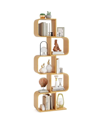 Slickblue 5-Tier S-Shaped Bookcase with 5 Open Cubes for Living Room