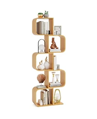 Slickblue 5-Tier S-Shaped Bookcase with 5 Open Cubes for Living Room