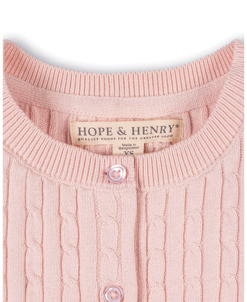Hope & Henry Girls Hope and Henry Organic Classic Cable Cardigan Sweater