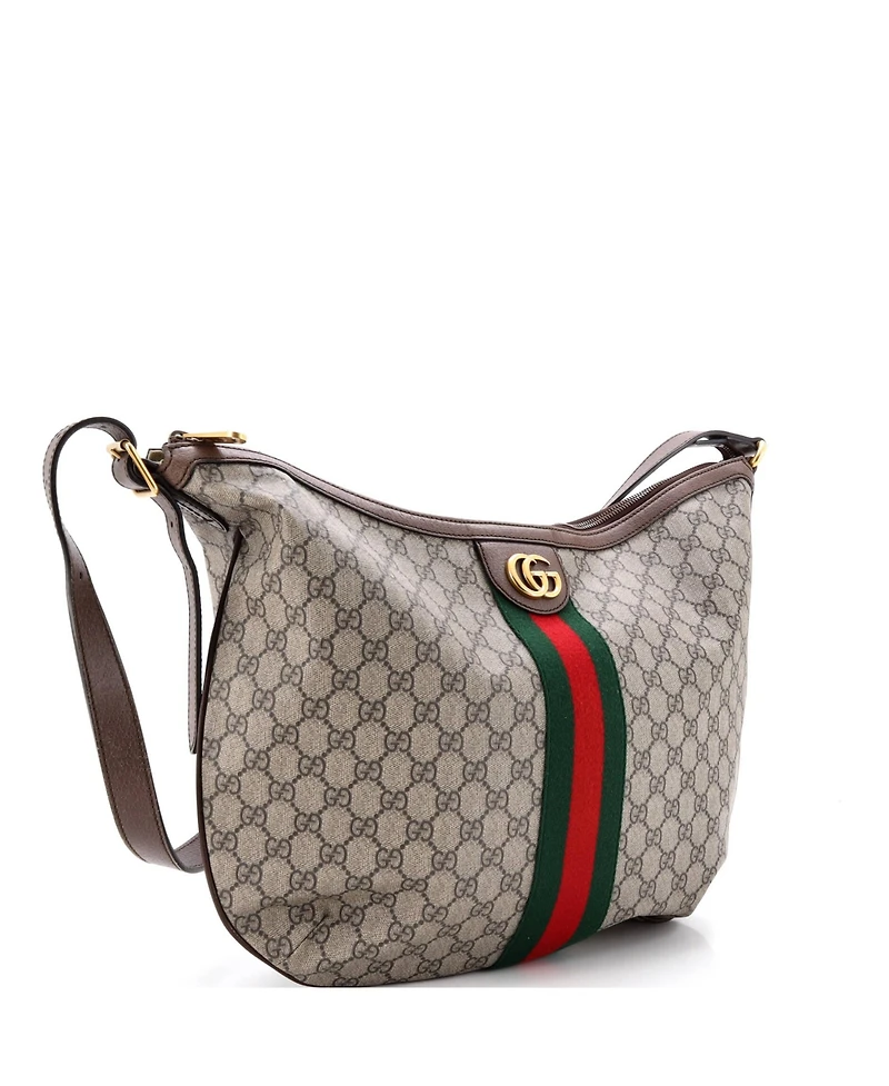 Pre-Owned Gucci Large Ophidia Half Moon Hobo Gg Coated Canvas