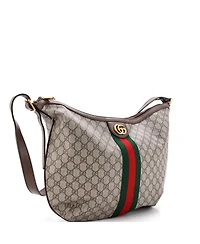 Pre-Owned Gucci Large Ophidia Half Moon Hobo Gg Coated Canvas