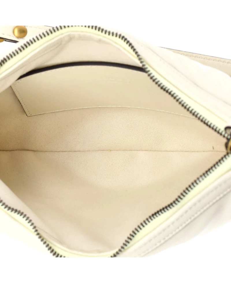 Pre-Owned Gucci Small Gg Marmont Chain Moon Hobo Matelasse Leather