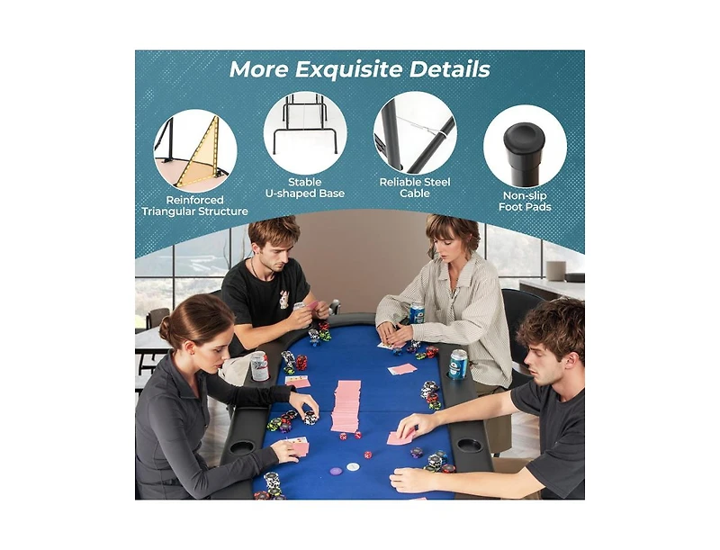 Hongge 8 Players Texas Holdem Foldable Poker Table