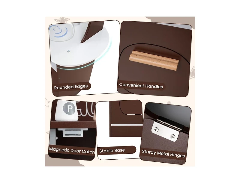 Hongge Corner Wooden Play Kitchen with Coffee Machine and Slide for Kids.