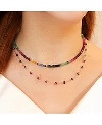 The Lovery Rainbow Gemstone Bead Necklace 14K Yellow Gold