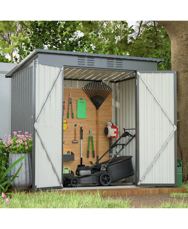 Mondawe 6' x 4' Outdoor Metal Storage Shed with Hinged Door, Lock and Ventilation