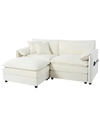 Boyel Living Deep Seat Sectional Sofa Cloud Couch with Ottoman, Modern Chenille Comfy Love Upholstered Modular L Shaped Couch,Diy Combination