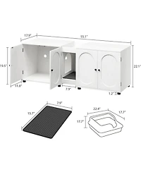 gaomon Cat Litter Box Enclosure 55.1" Double Litter Box Furniture Large Cat Box Enclosure Kitty Litter Box for 2 Cats Hidden Cat Litter Cabinet