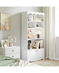 gaomon 5 Tier Bookshelf with Doors, 63 Inch Tall Bookshelves and Bookcases, Modern Wood Book Shelf, Freestanding Display Shelf Storage Organizer