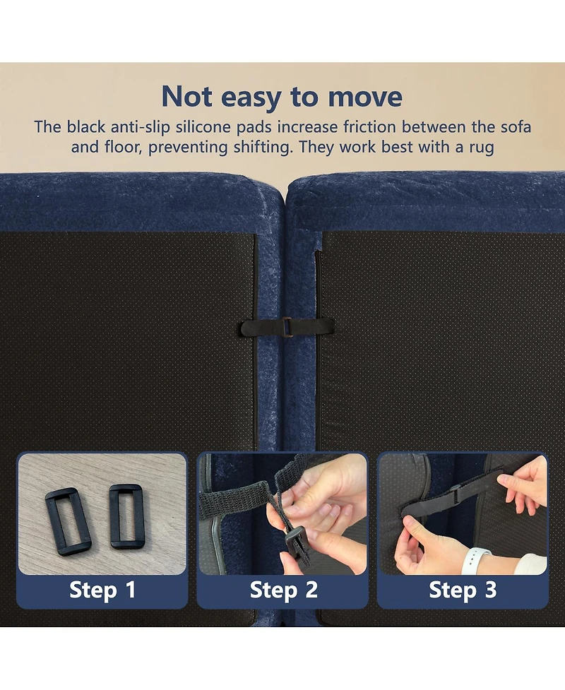 Streamdale Furniture Streamdale Blue 2-Seater Tufted Velvet Sofa with Anti-Slip Design