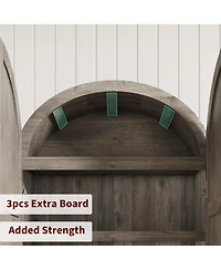 gaomon 72" Tall Arched Kitchen Pantry Cabinet Farmhouse Wooden Storage with 2 Drawers & Wood Doors Freestanding Buffet Sideboard