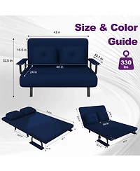 Rainsken Corduroy Convertible Loveseat Sofa Bed with 5-Position Adjustable Backrest and Pillow, Modern Folding Couch for Living Room, Bedroom