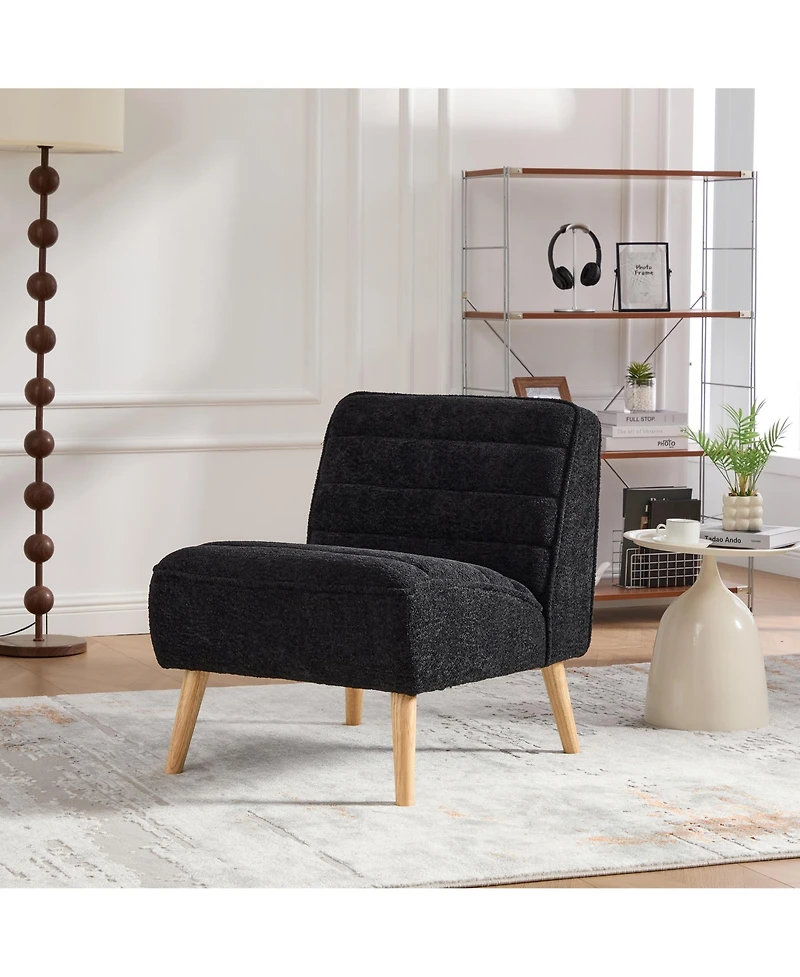 Boyel Living Modern Armless Accent Chair with Metal Legs, Velvet Upholstered Small for Room, Bedroom and Office