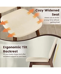 Sugift Mid Century Modern Upholstered Wooden Dining Chairs Set