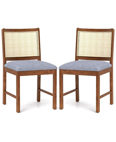 Sugift Rattan Dining Chairs Set of Two with Padded Seats