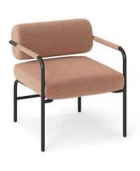 Sugift Velvet Upholstered Accent Chair with Metal Armrests