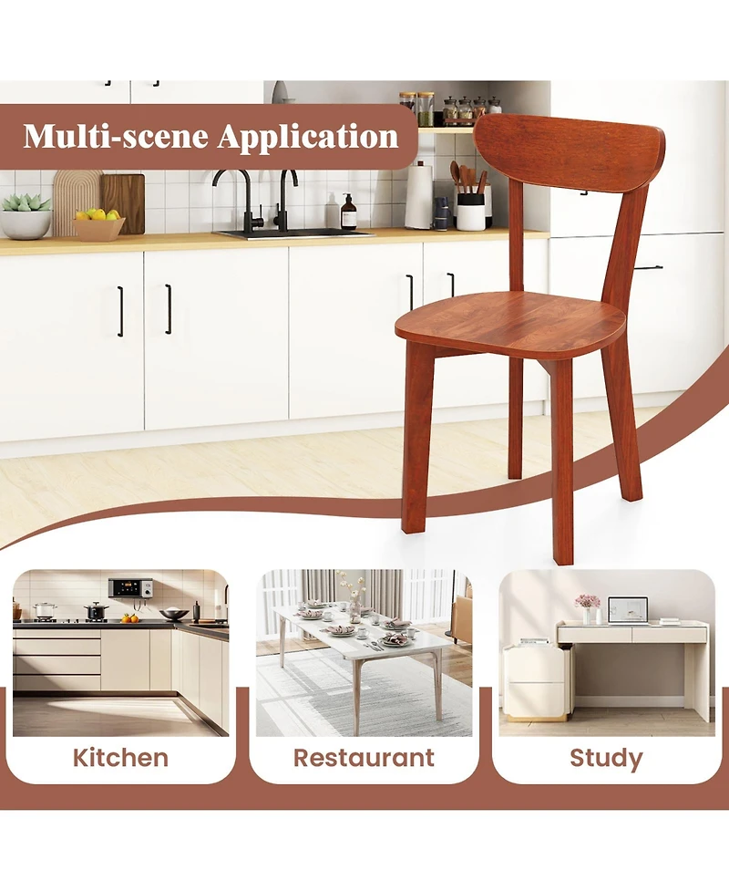 Sugift Solid Wood Dining Chairs Set of Two with Curved Backrest