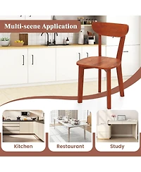 Sugift Solid Wood Dining Chairs Set of Two with Curved Backrest