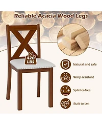 Sugift Wooden Dining Chairs Set of Two with Curved Backrest