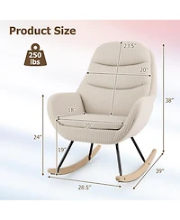 Sugift Upholstered Nursery Rocking Chair with Padded Seat and Back