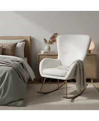 Sugift Nursery Rocking Chair with Curved Backrest and Armrests