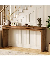 Tribesigns Solid Wood Console Table, 63-Inch Long Farmhouse Sofa Table Behind Couch