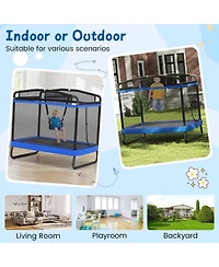 Gymax 6 Ft Kids Trampoline w/Swing and Horizontal Bar Safety Enclosure Net