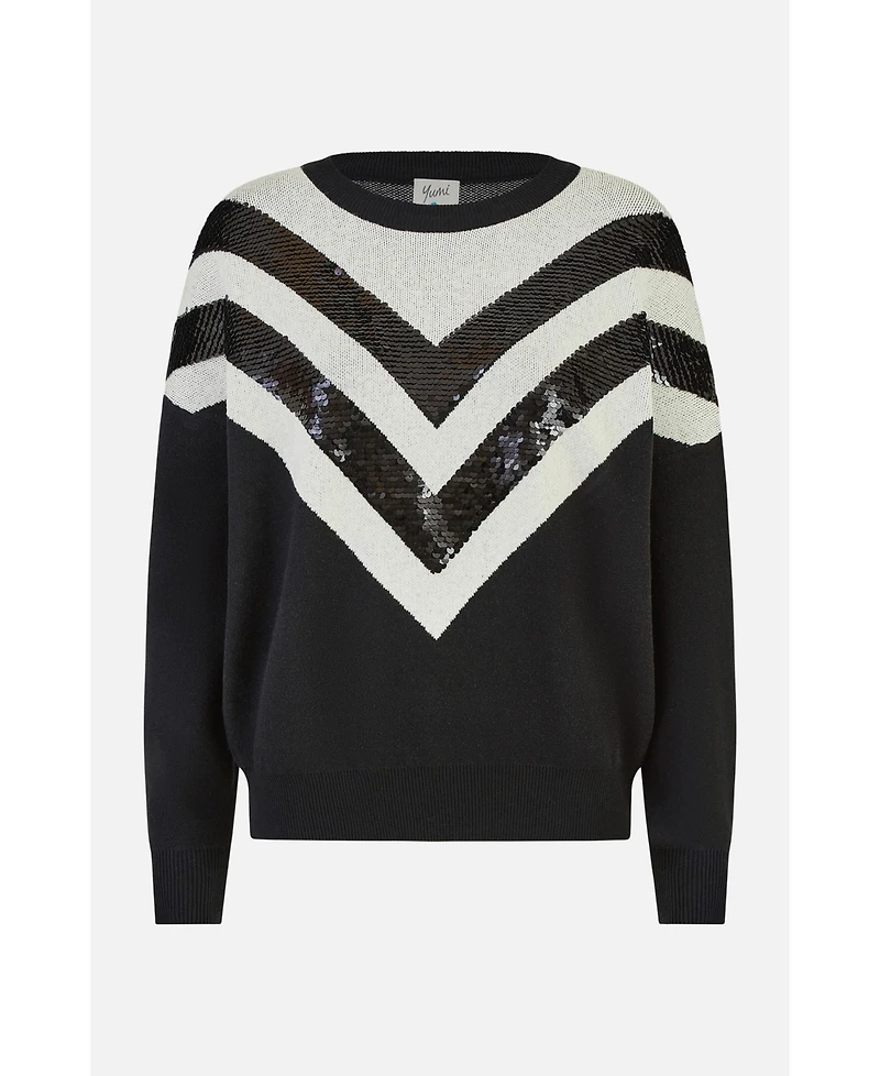 Yumi Women's Sequin Embellished Knitted Jumper